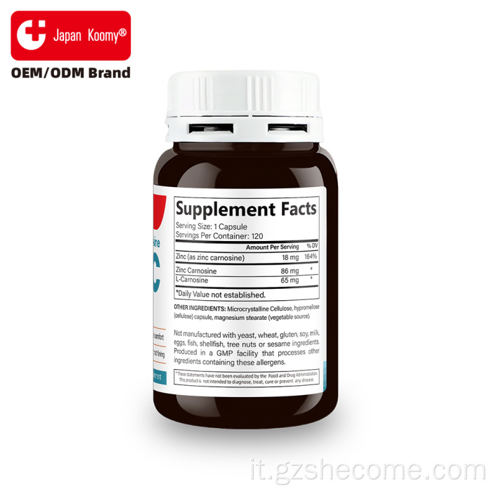 Shecome Zinco Carnosina Capsule Salute dell'apparato digerente